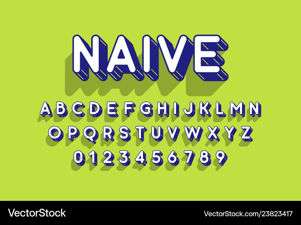 Rounded retro style 3d font Rounded retro style 3d font vector image