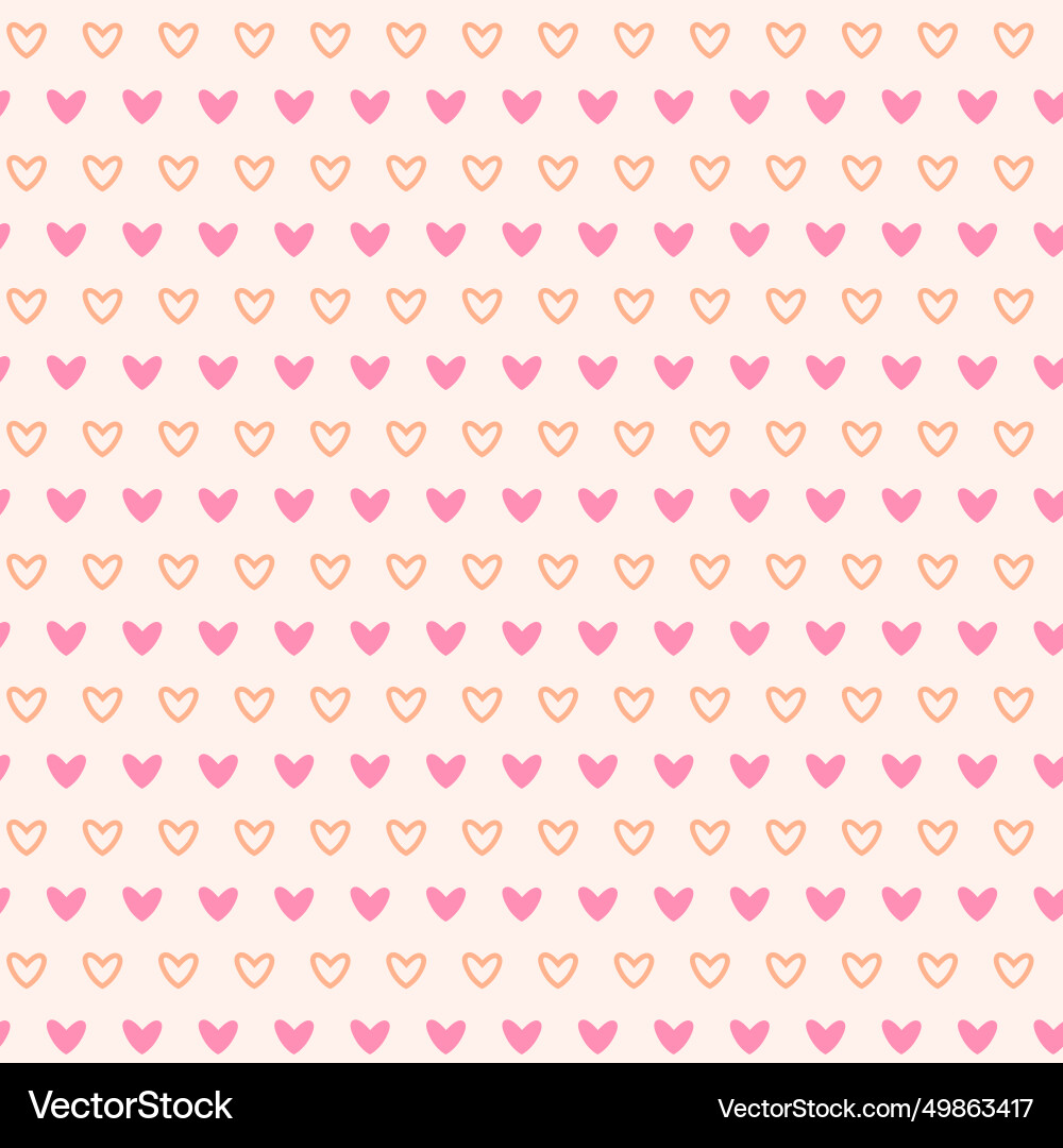 Seamless pattern with simple heart shapes in rows Vector Image