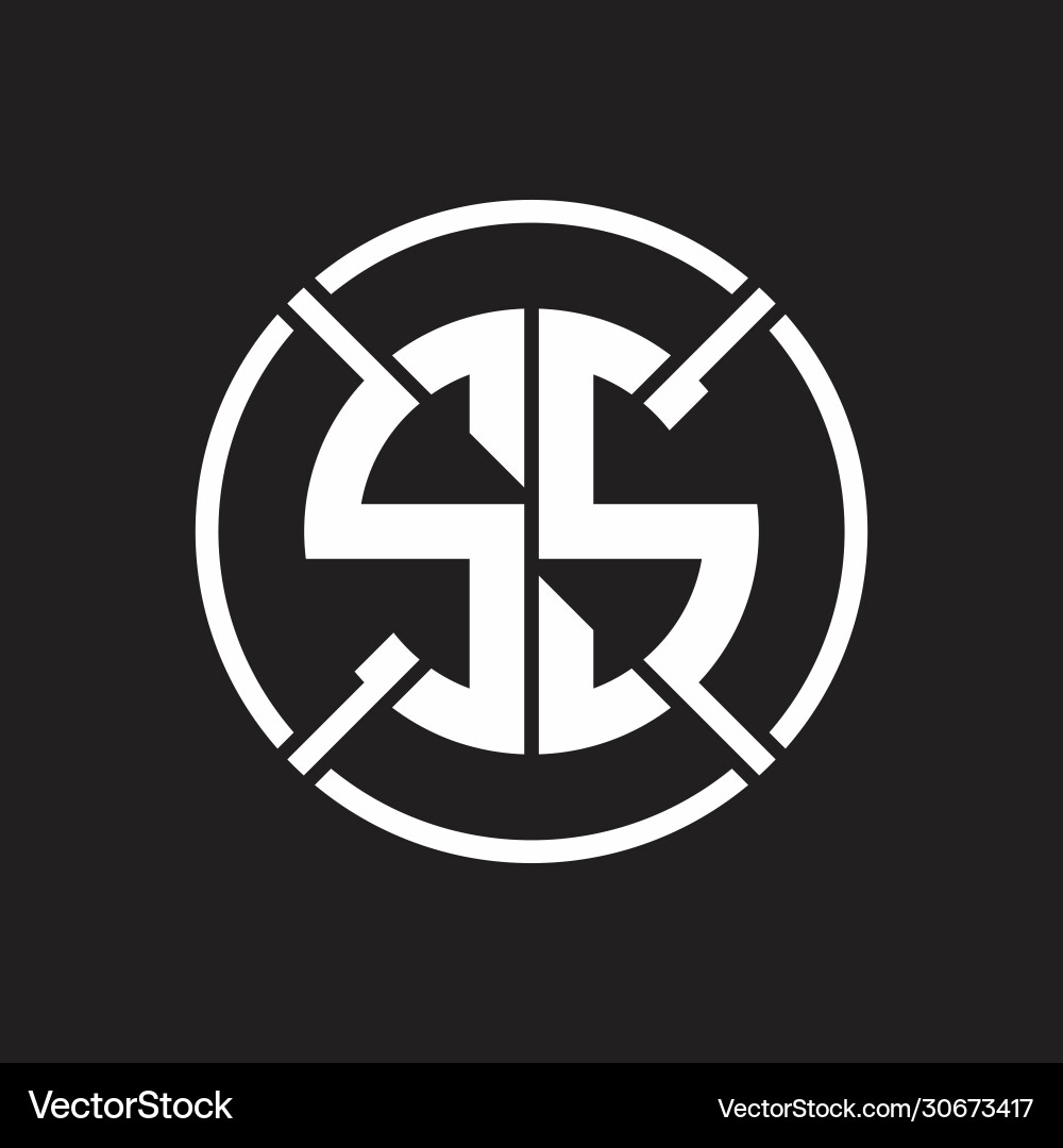 SS Monogram Circle Slash Logo Template Vector Image