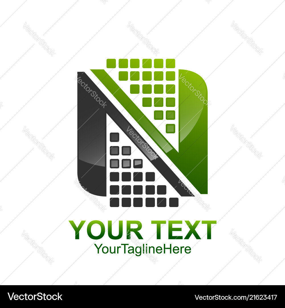 Ursprünglicher Buchstabe n Logo Vorlage farbige dunkelgrau Ursprünglicher Buchstabe n Logo Vorlage farbige dunkelgrau vektorbild