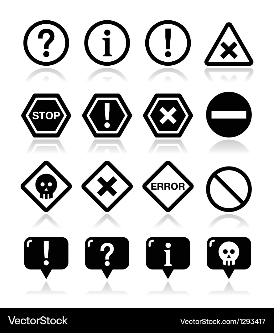Warning & Danger Icons - Alert Symbols vector image
