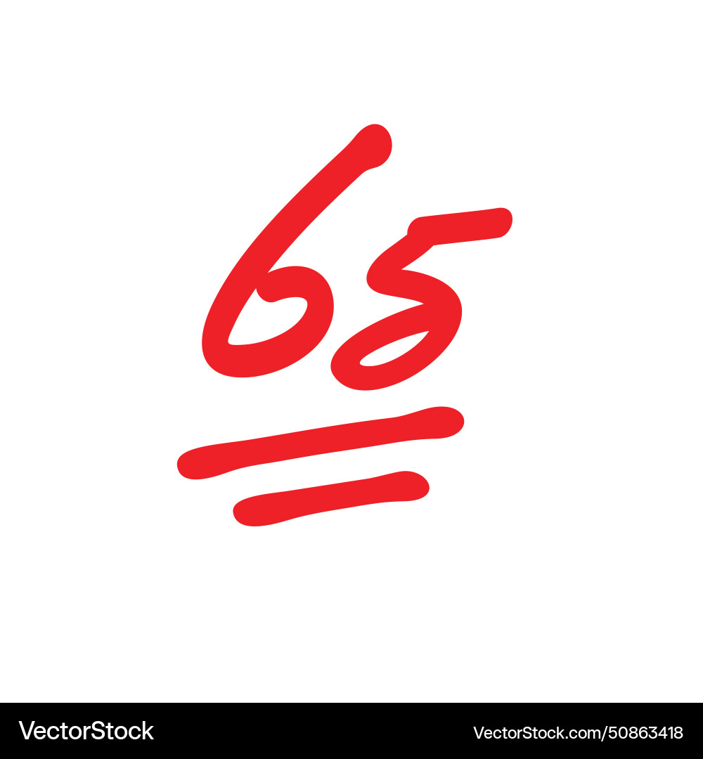 65 points exam score sixty five mark Royalty Free Vector