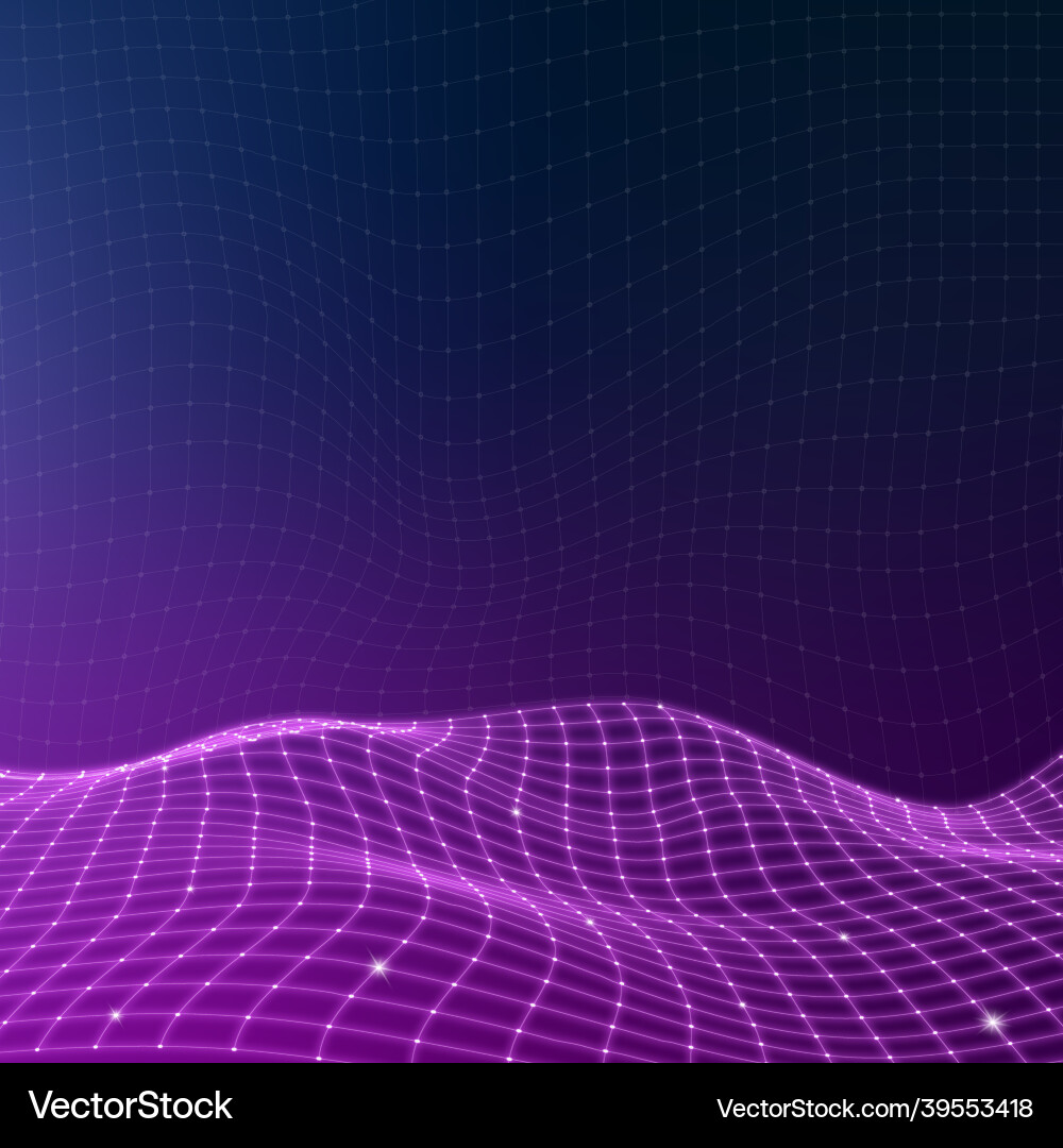 80s Synthwave Abstract Wave Background Vector Image