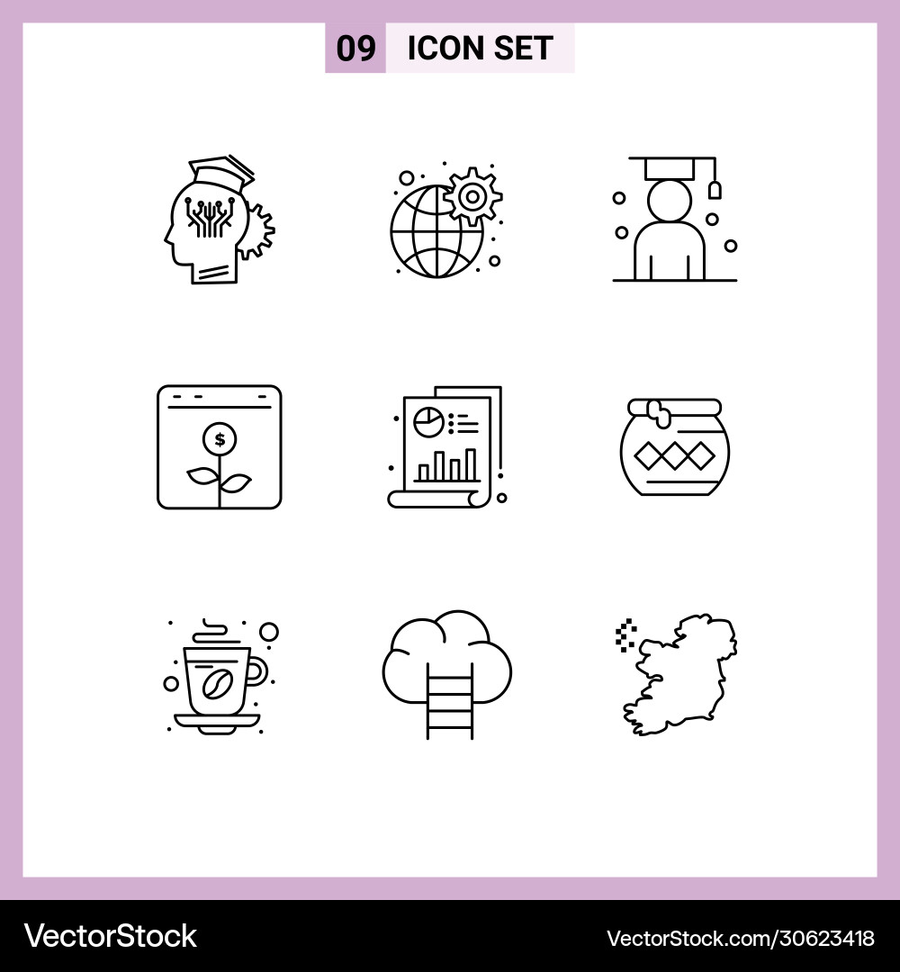 9 universal outlines set for web and mobile Vector Image