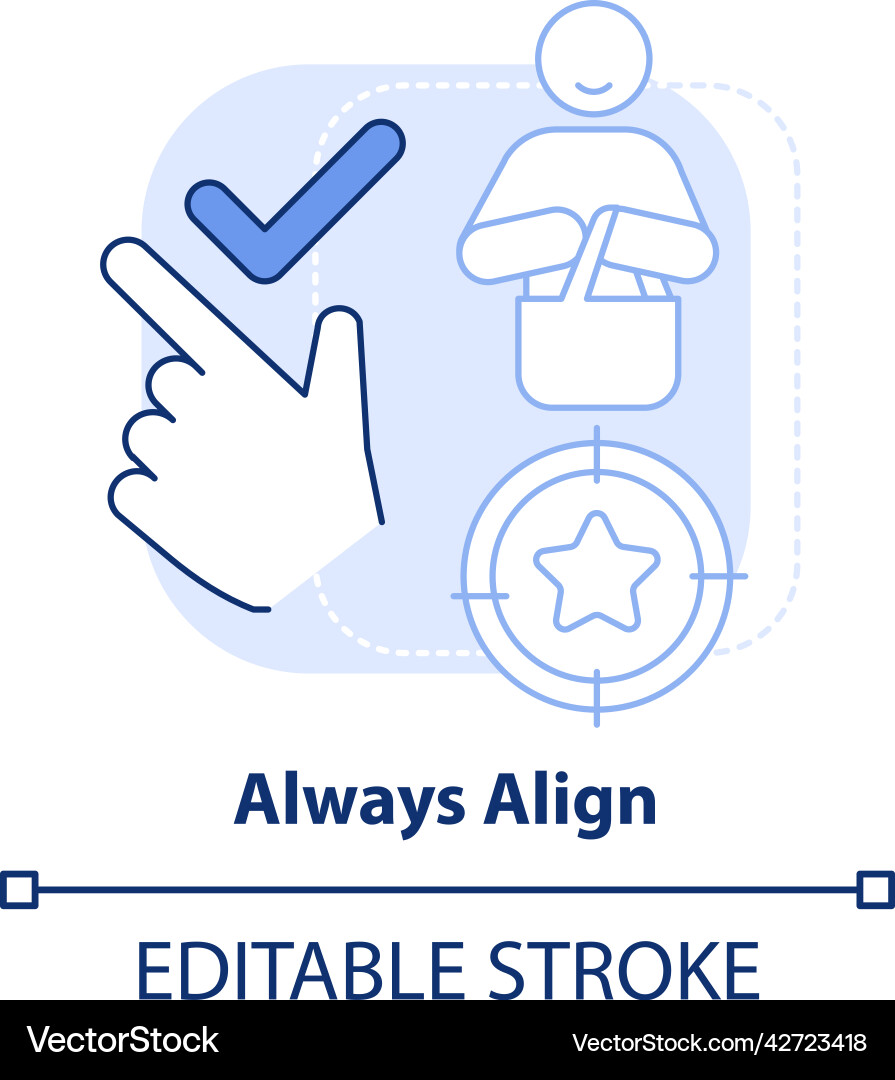 Always align light blue concept icon Always align light blue concept icon vector image
