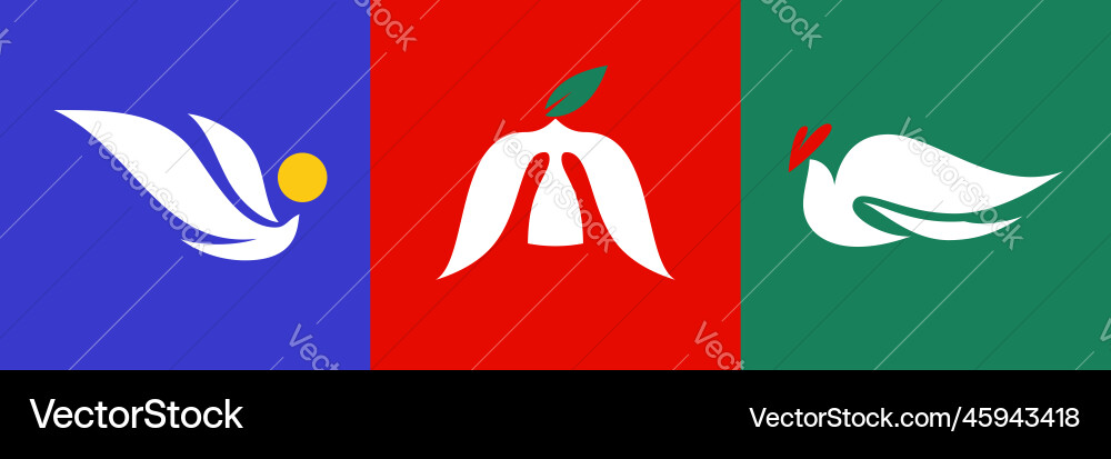 Bird in flight logo or icon set dove and sea gull Bird in flight logo or icon set dove and sea gull vector image