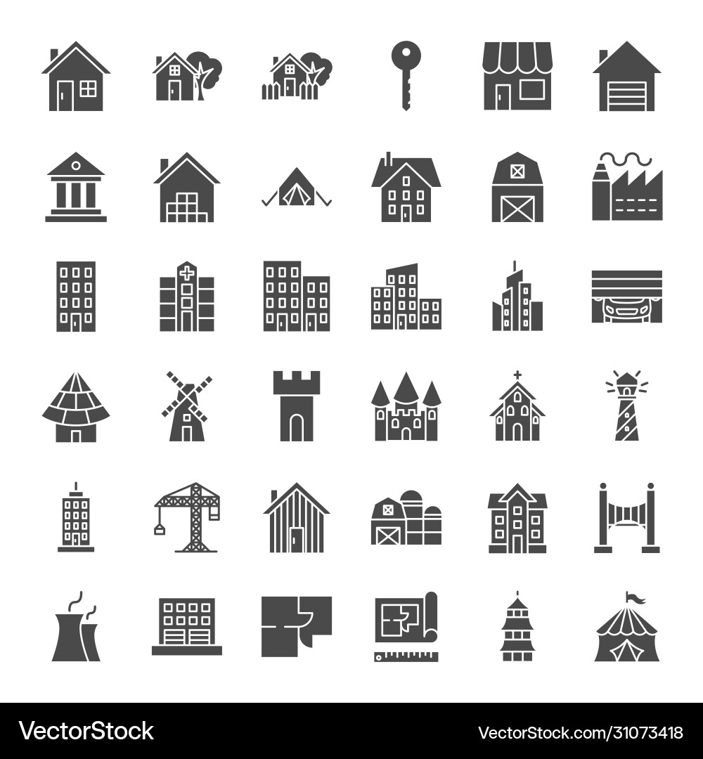 Building solid web icons Building solid web icons vector image