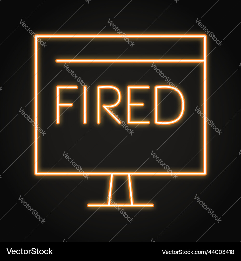 Computer monitor with fired text neon icon Vector Image
