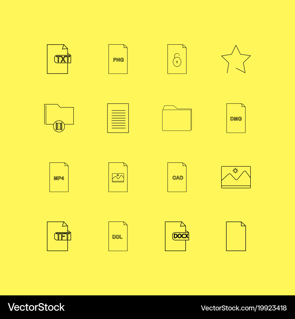 Files and folders linear icon set simple outline vector image
