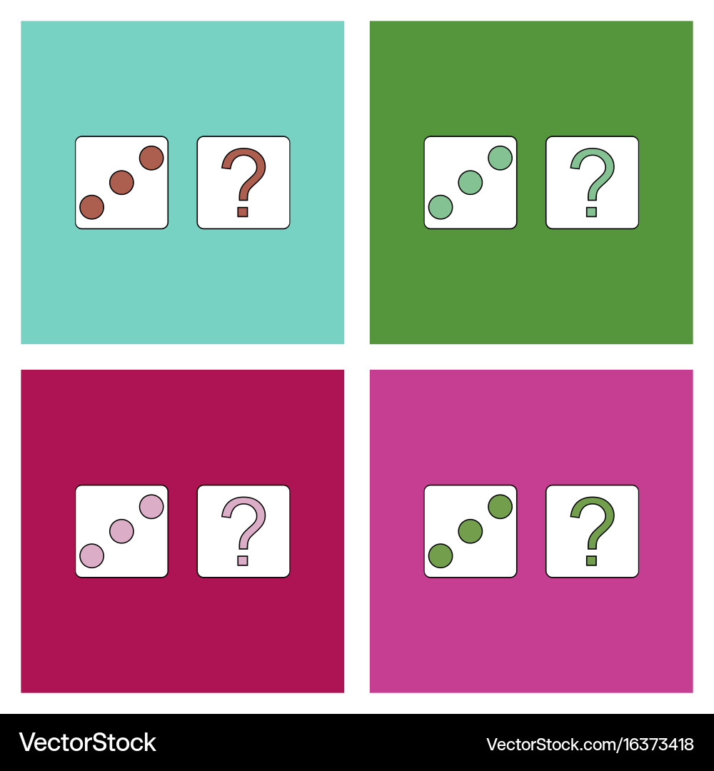 Flat icon design collection dice and question mark vector image
