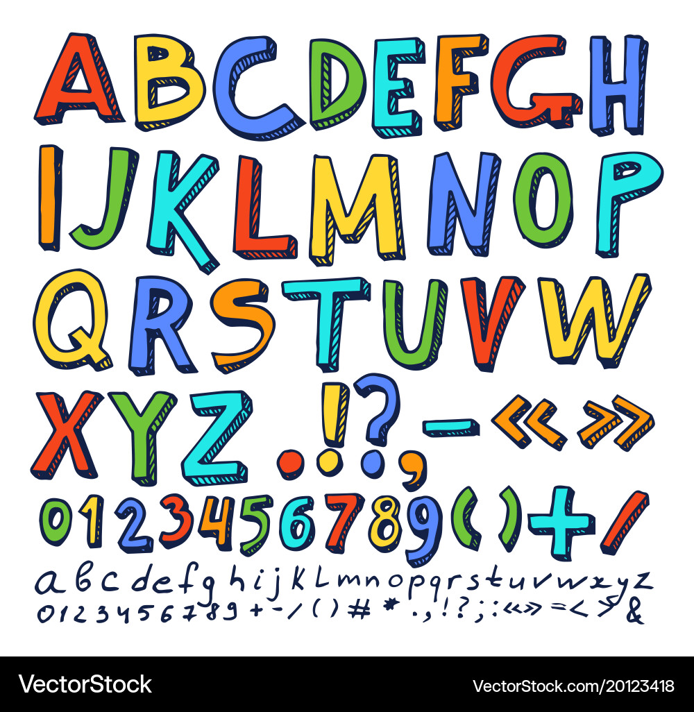 Hand Drawn Font Elements Vector Image
