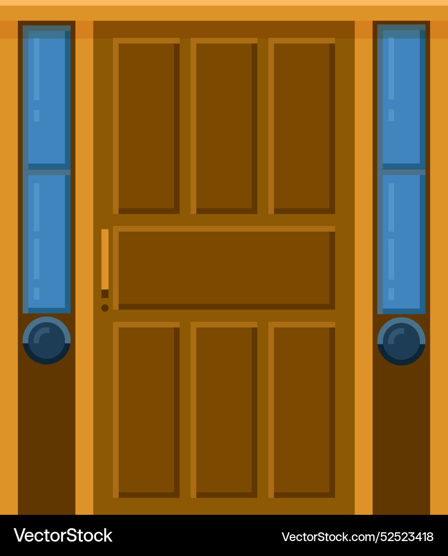 Holz Vordertür Cartoon Haus Eintrag Icon Holz Vordertür Cartoon Haus Eintrag Icon vektorbild