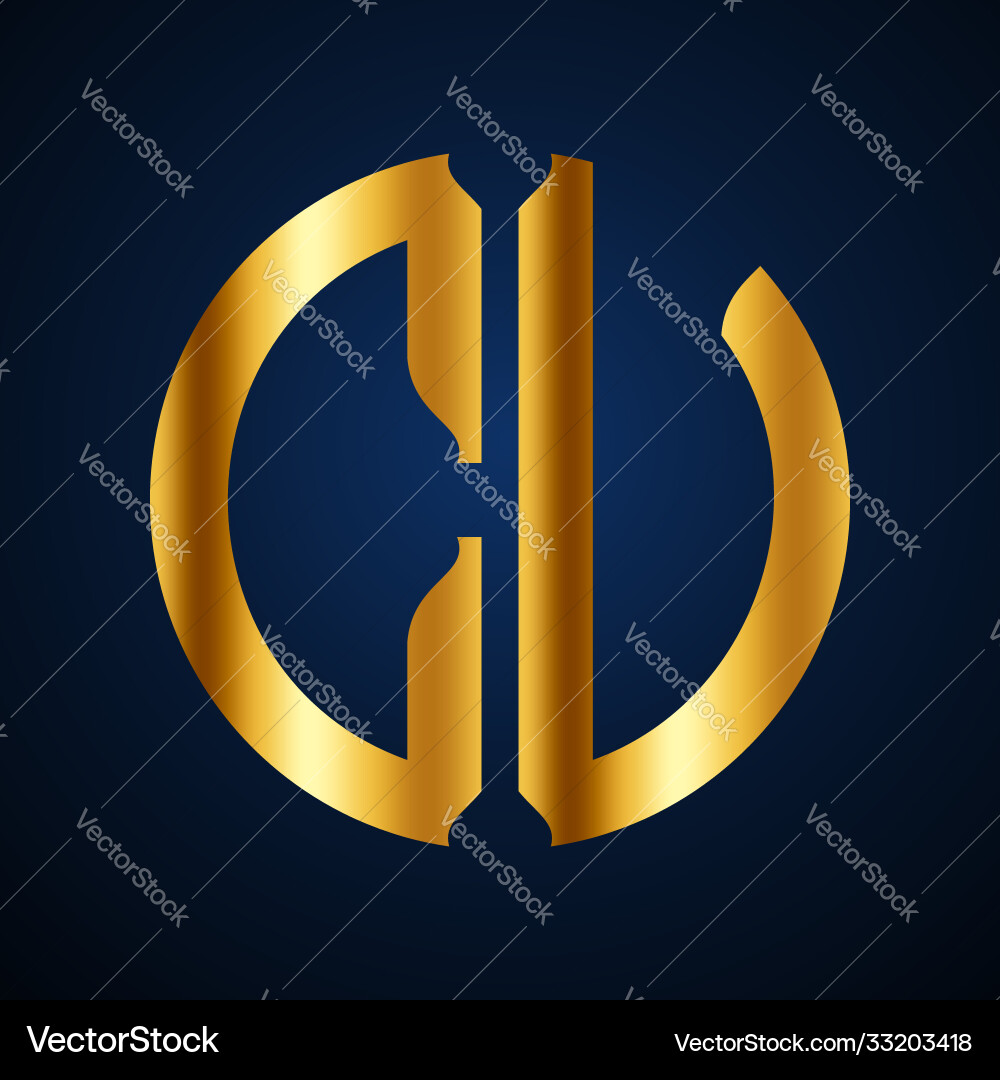 Initials c u circular shape and elegant gold color Initials c u circular shape and elegant gold color Vector Image