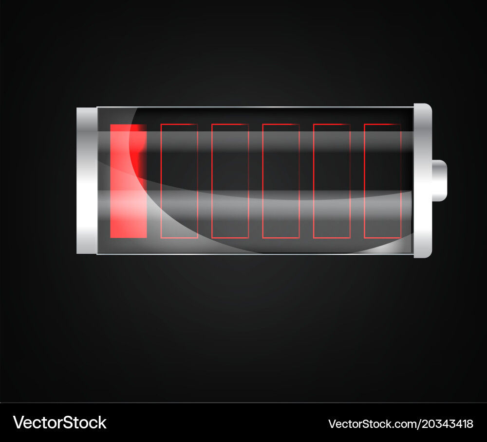 Low battery charging status indicator vector image