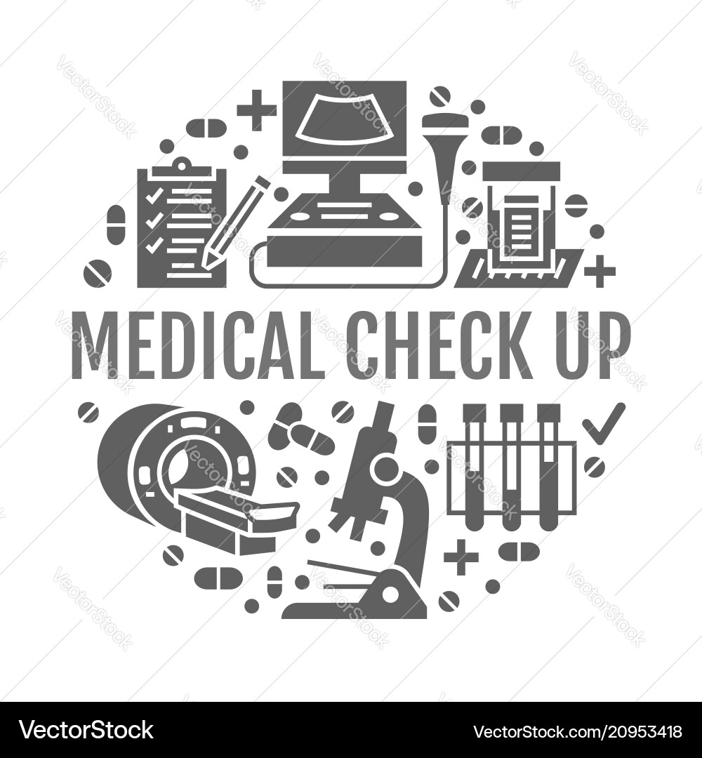 Medical Check-Up Poster - Healthcare Icons Vector Image