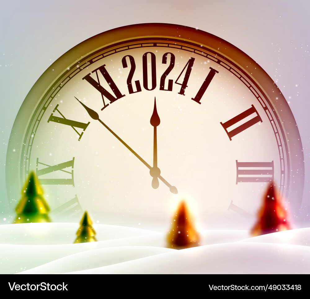 New year 2024 background with retro style clock New year 2024 background with retro style clock vector image