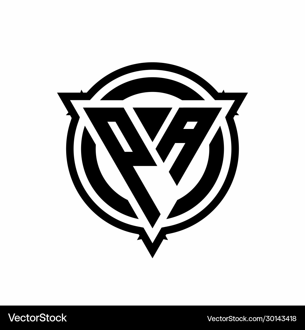 Pa logo with triangle shape and circle Pa logo with triangle shape and circle Vector Image