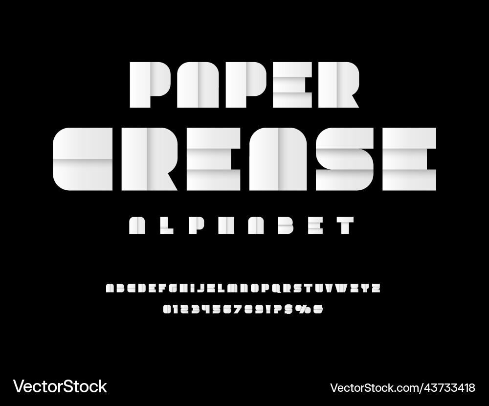 Paper fold font Paper fold font vector image