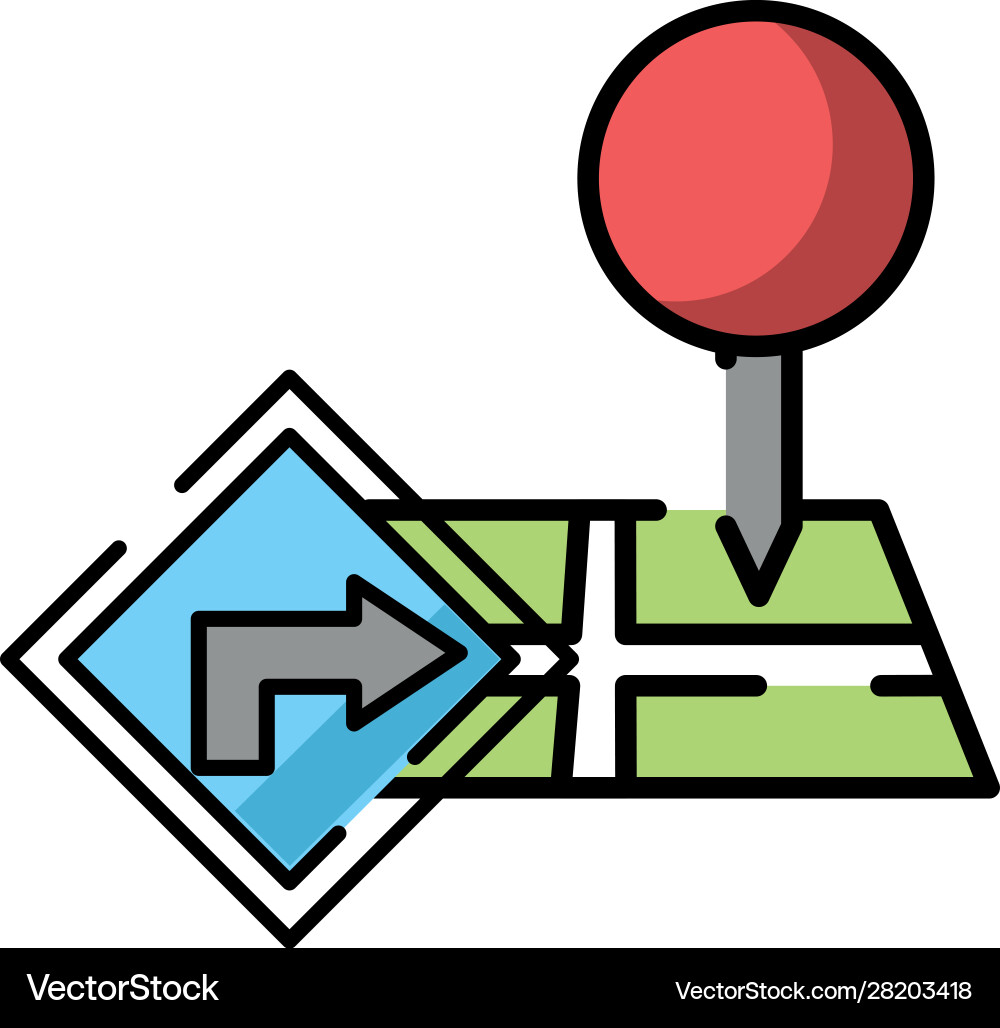 Paper map guide with traffic signal icon vector image
