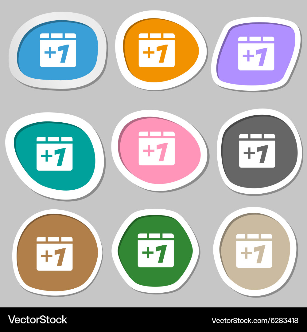 Plus one add icon symbols multicolored paper Vector Image