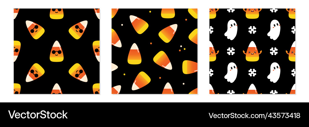 Set collection of three halloween patterns Set collection of three halloween patterns vector image