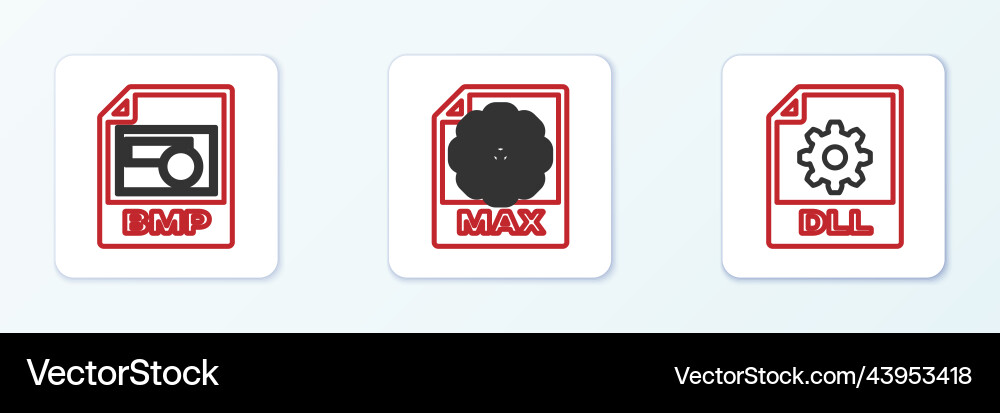 Set line dll file document bmp and max icon Set line dll file document bmp and max icon vector image