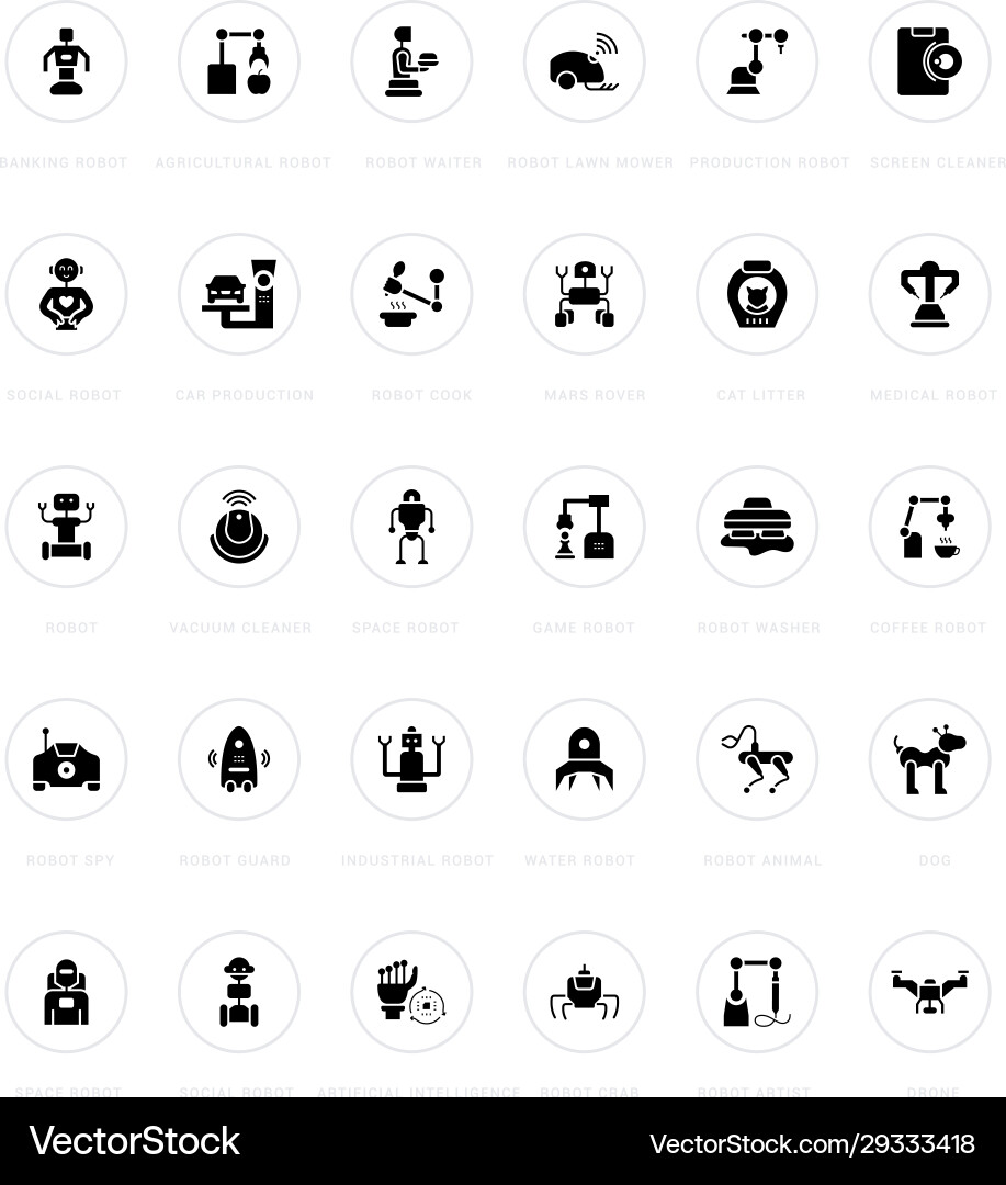 Set simple icons robots Royalty Free Vector Image