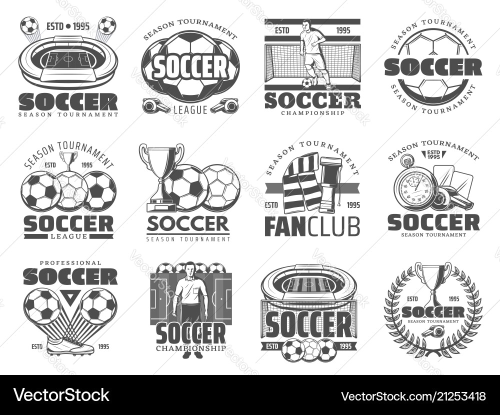 Soccer & Football Icon Set Vector Image