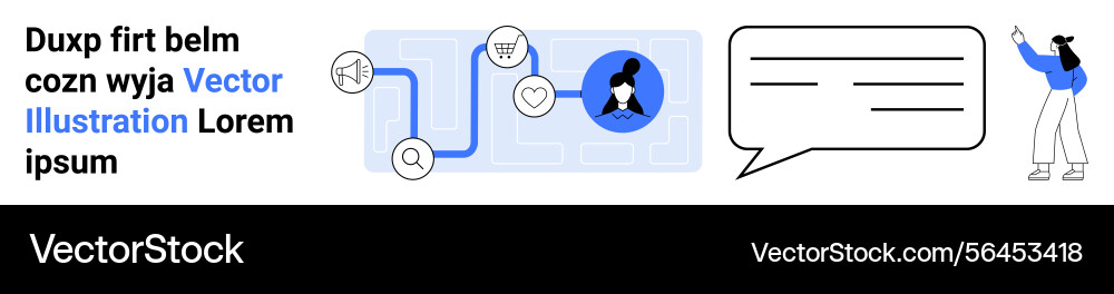 User journey with profile connections message box User journey with profile connections message box vector image