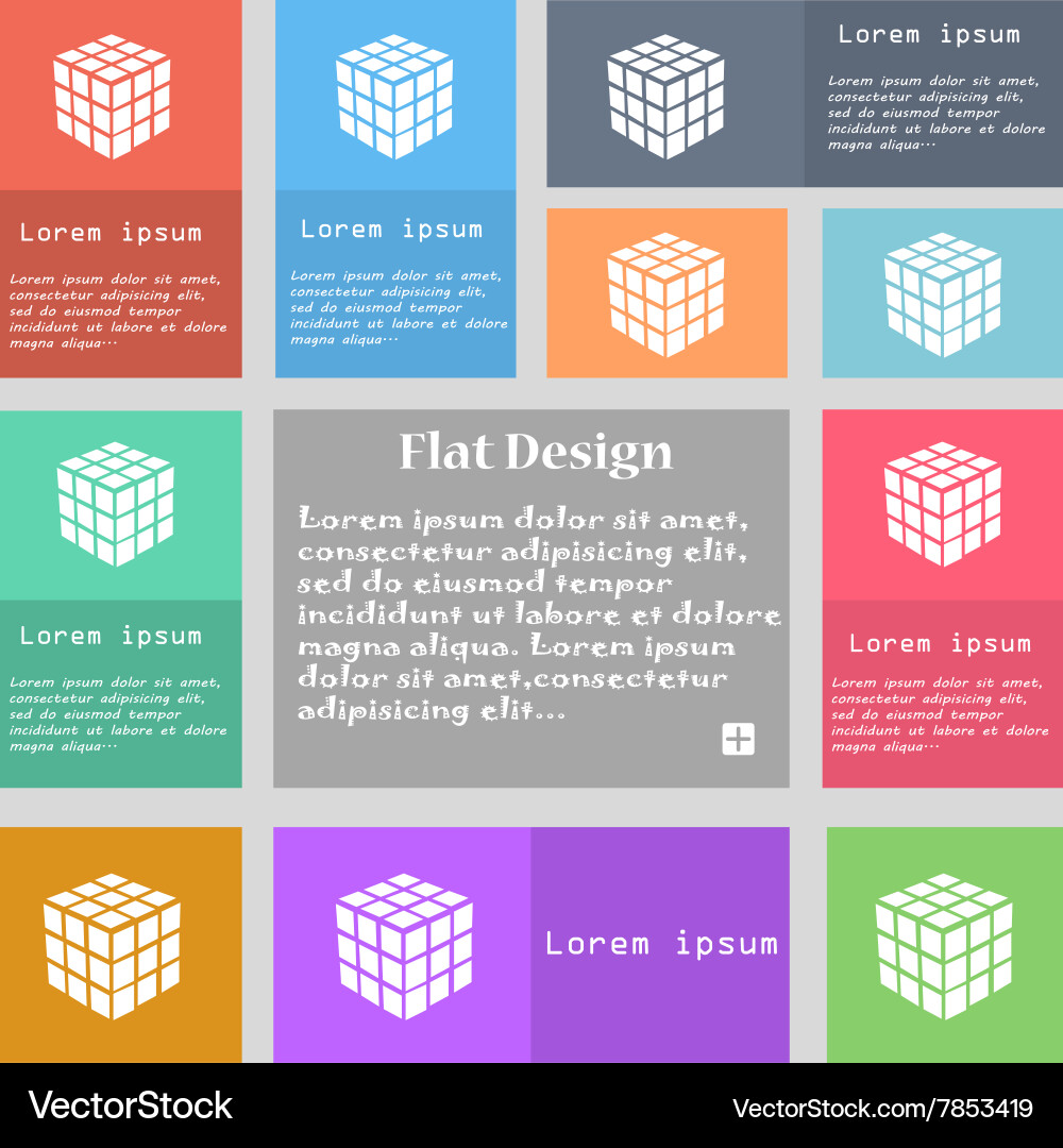 A three sided cube puzzle box in 3d icon sign set vector image