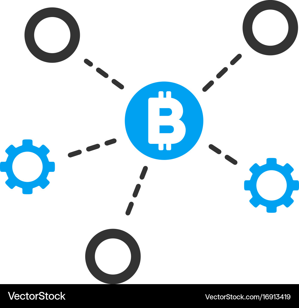 Bitcoin network nodes flat icon Vector Image