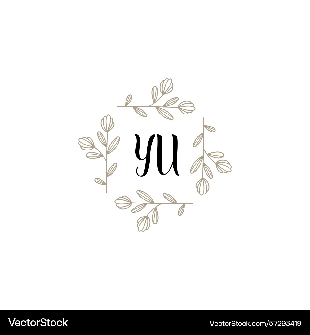 Botanical monogram logos with initial yu Botanical monogram logos with initial yu Vector Image