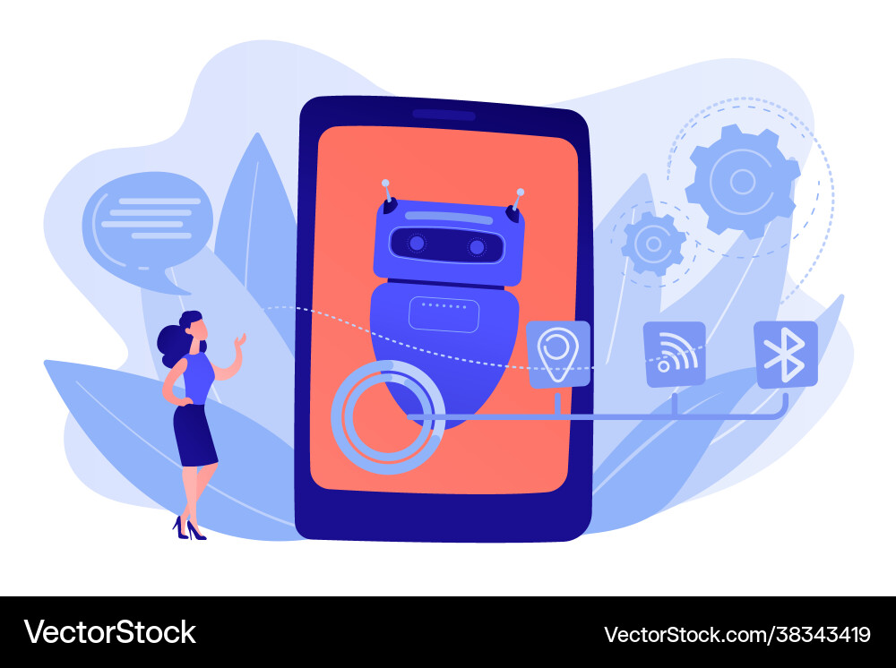 Chatbot virtual assistant via messaging concept vector image