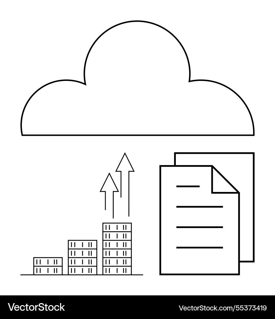 Cloud storage concept with data upload documents Cloud storage concept with data upload documents vector image