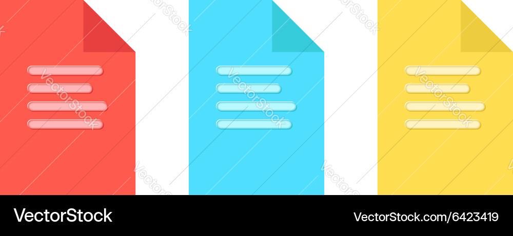 Colored sheets of paper with embossed lines Vector Image