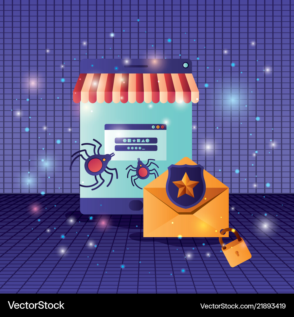 Cyber security with tablet Vector Image