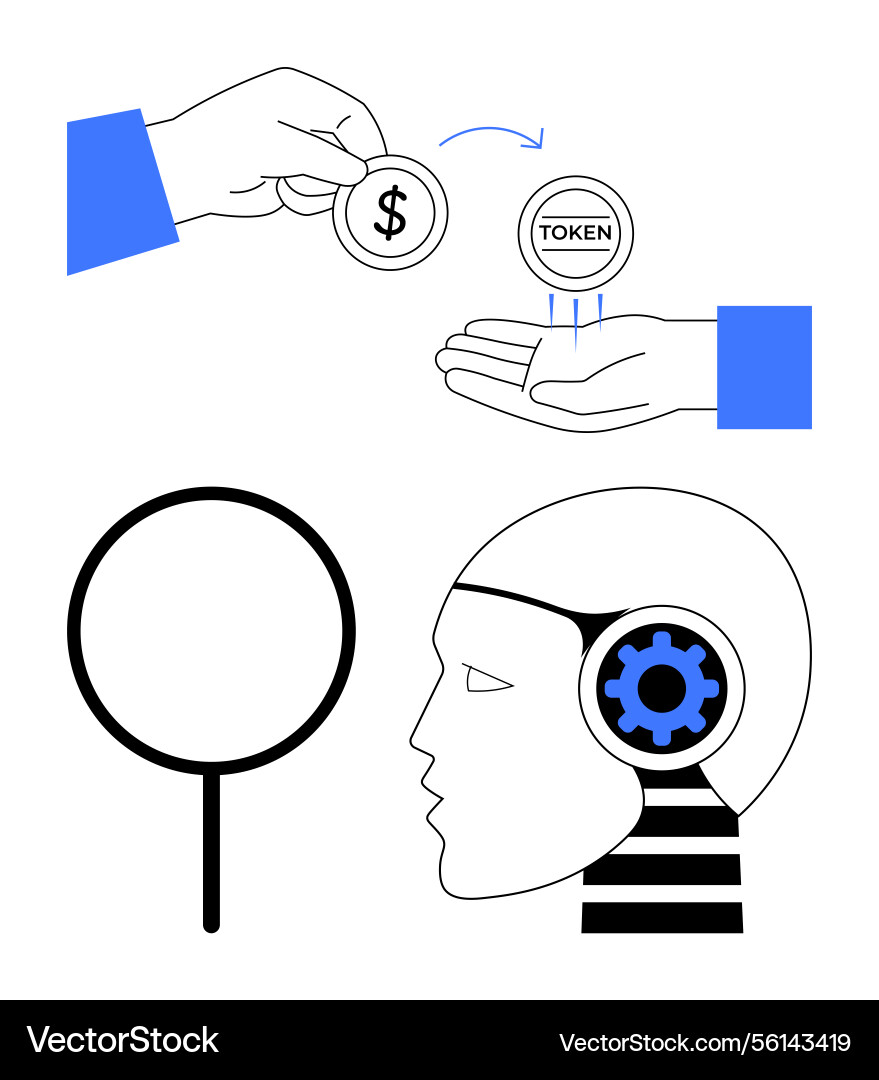 Exchanging digital currency and exploring ai Exchanging digital currency and exploring ai Vector Image