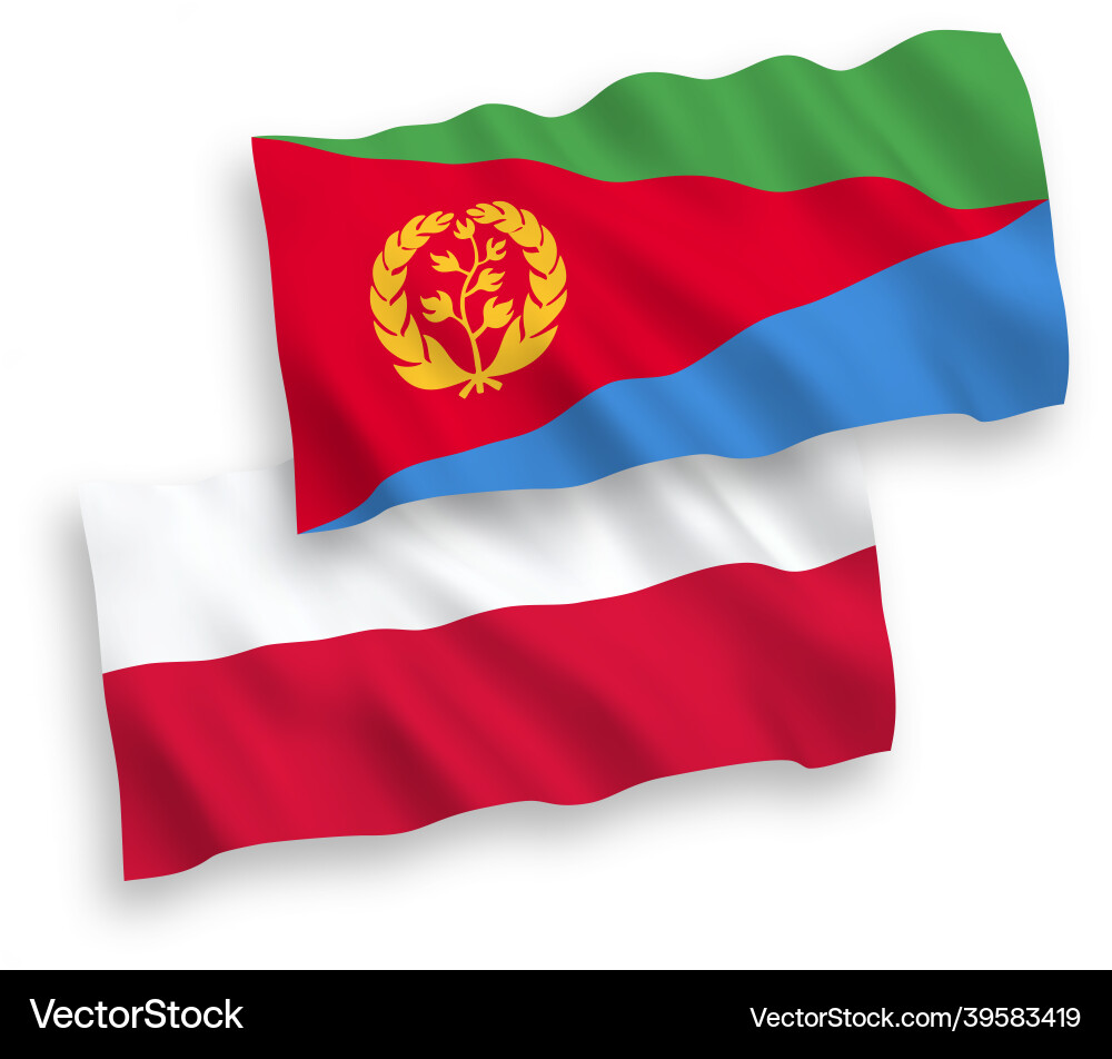 Flags of eritrea and poland on a white background Flags of eritrea and poland on a white background Vector Image