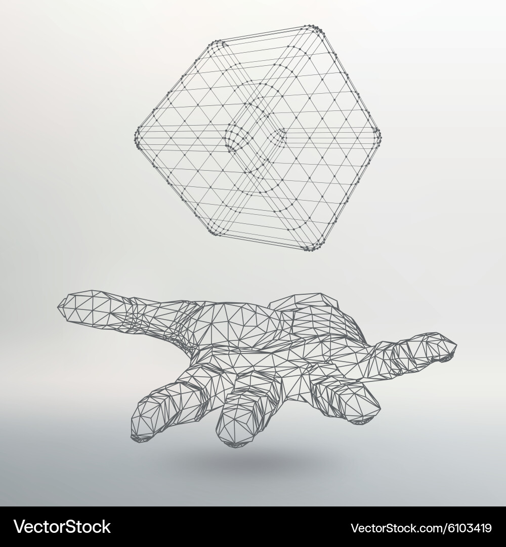 Geometric Hand with Cube Lattice Vector Image