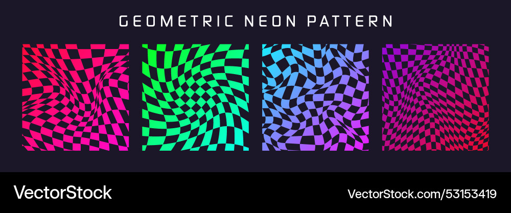 Groovy checkered pattern colorful distorted tiled Groovy checkered pattern colorful distorted tiled vector image