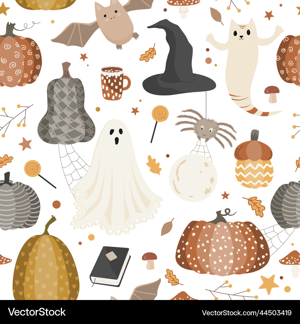 Halloween seamless pattern design with ghost Halloween seamless pattern design with ghost vector image