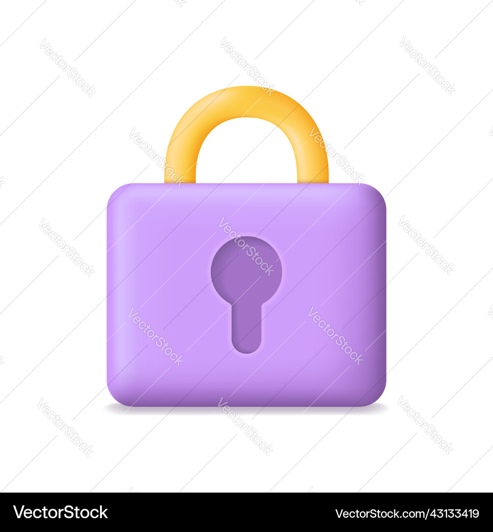 Lock icon 3d for secure and password Vector Image