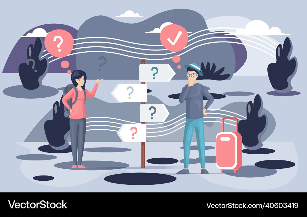 Making confusion choice of path man thought about Making confusion choice of path man thought about vector image
