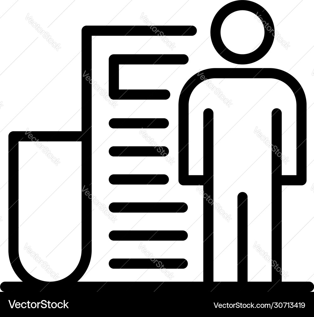 Man and document icon outline style Man and document icon outline style vector image