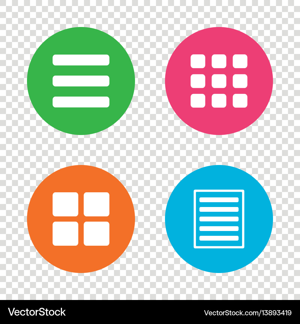 Menu Icon Set - List & View Options Vector Image