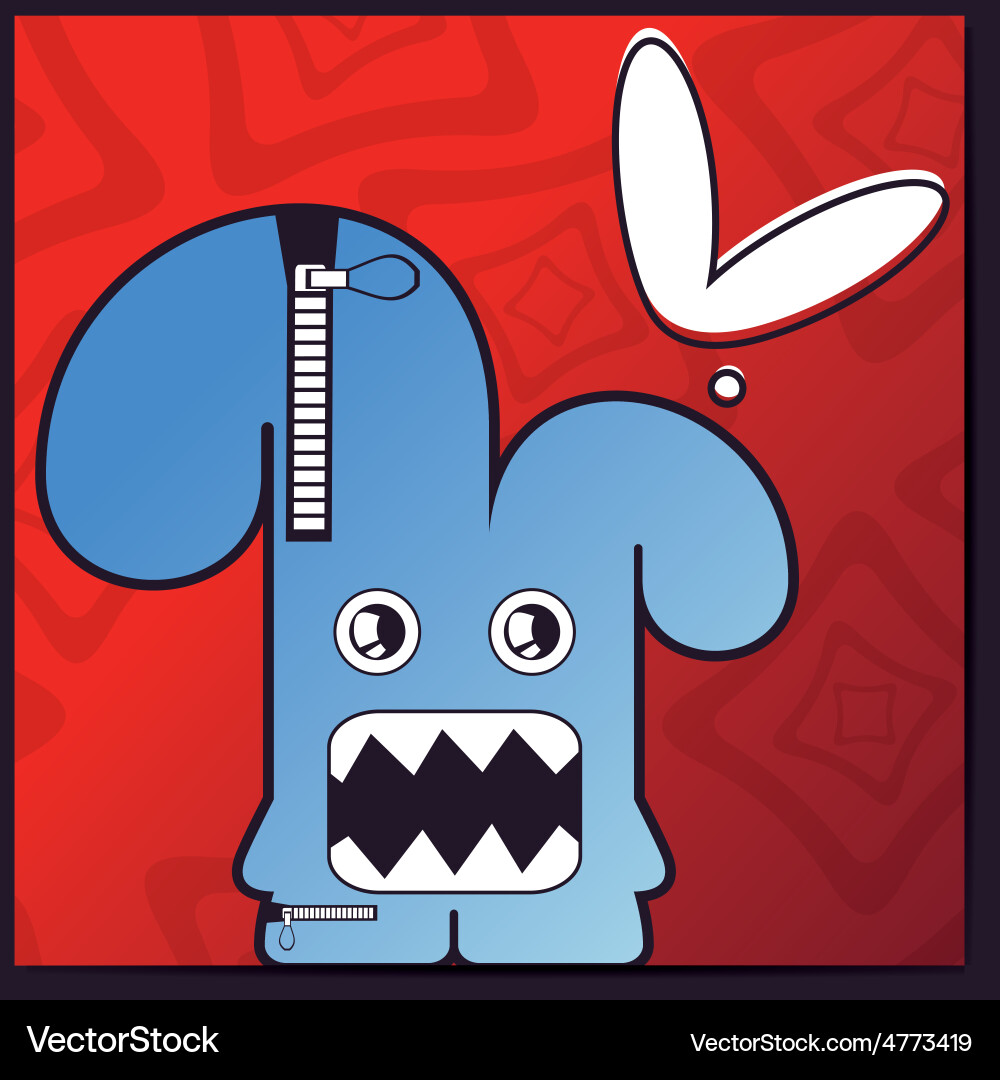 Monster with heart on abstract color background Vector Image