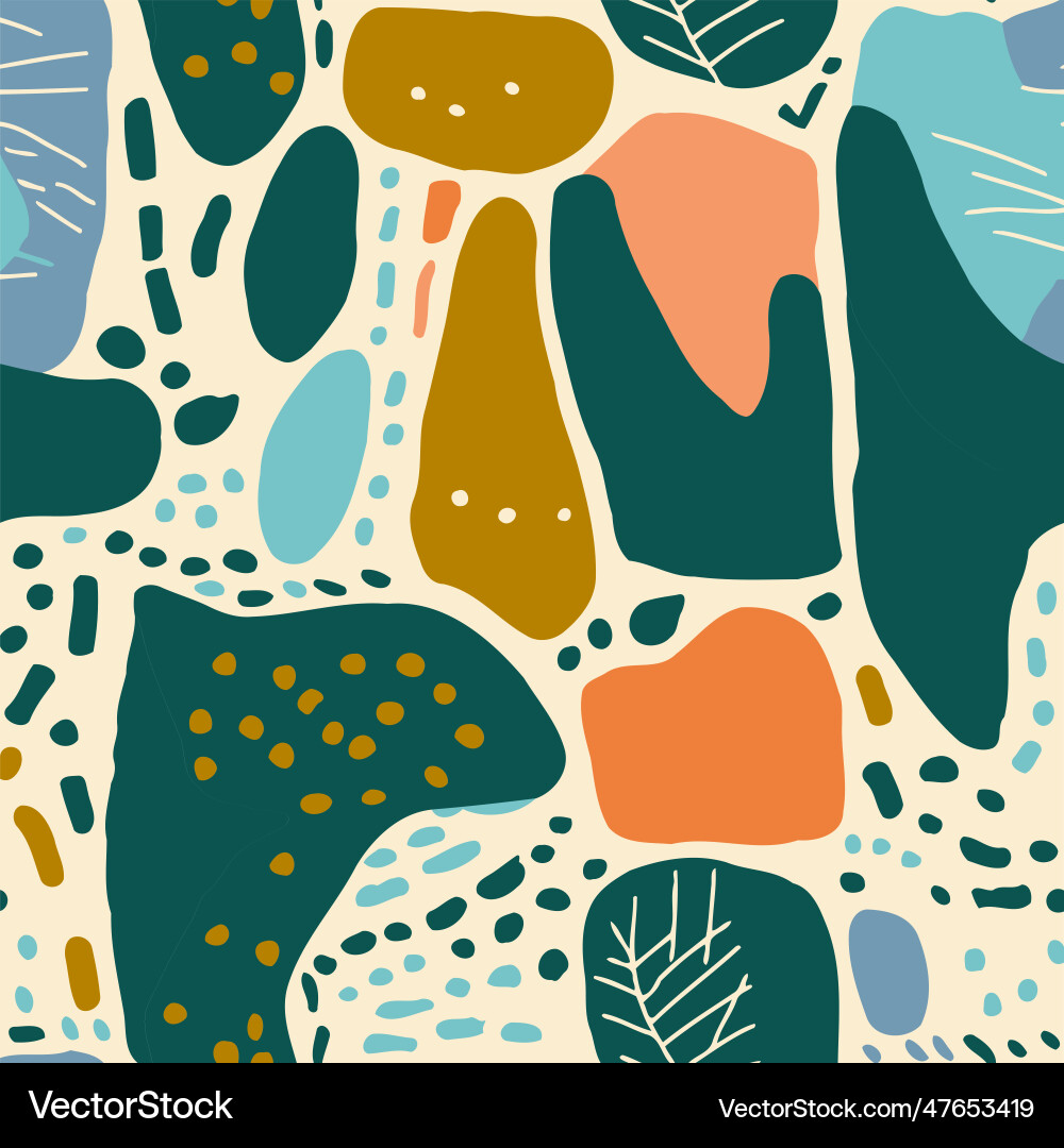 Seamless pattern with abstract hand drawn shapes Seamless pattern with abstract hand drawn shapes Vector Image