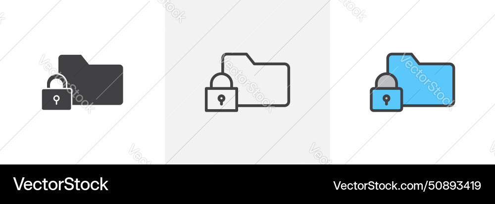 Secret folder icon set confidential data secure Vector Image