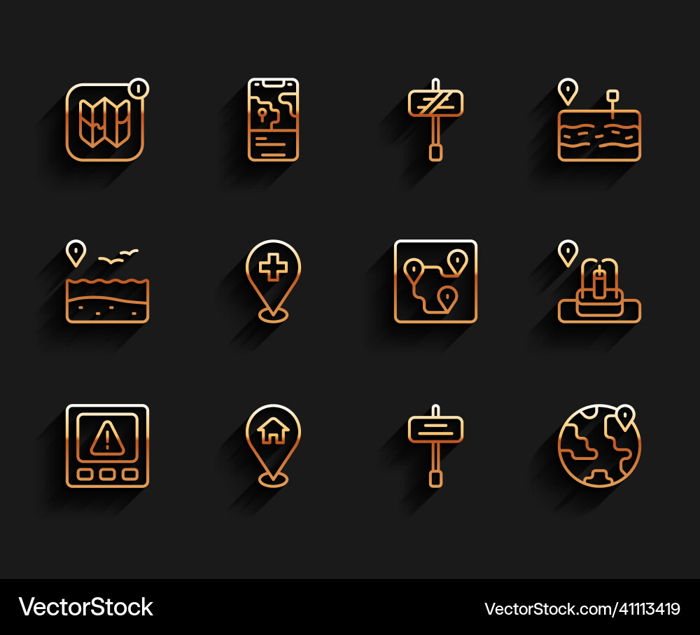 Set line gps device error location with house vector image