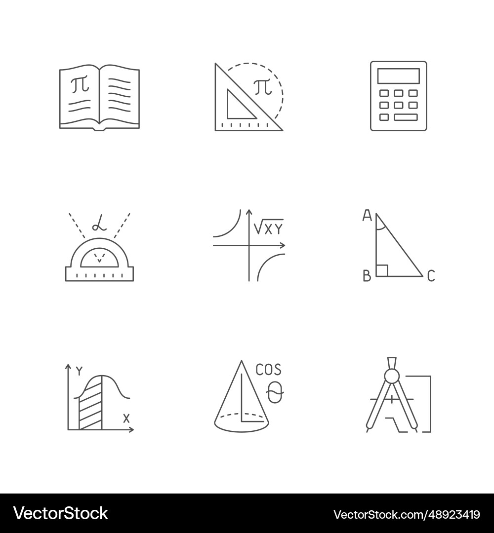 Set line icons of mathematics Set line icons of mathematics vector image